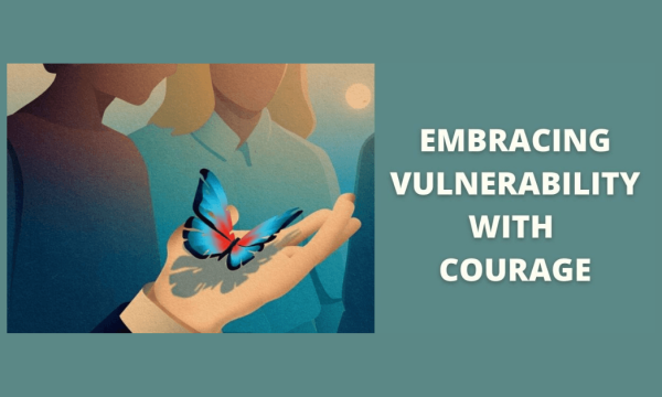Embracing Vulnerability with Courage: A butterfly resting in hand, symbolizing resilience and growth.