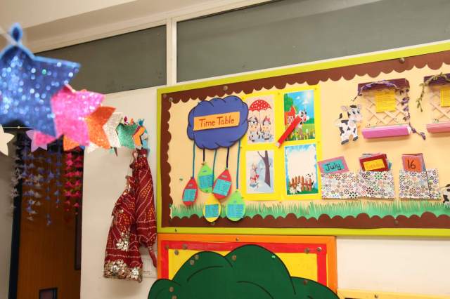 C Nursery A Moomoos theme classrooms at CHIREC - Farm-themed Classroom Decor with Moomoos Logo: Bullock Carts and Sheds Igniting Student Curiosity