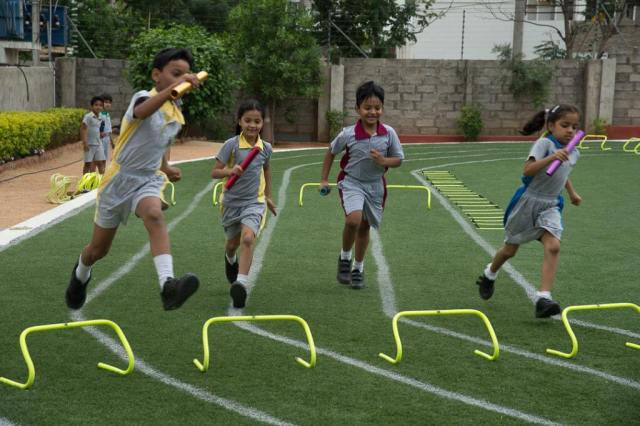 CHIREC students actively participating in a school running competition