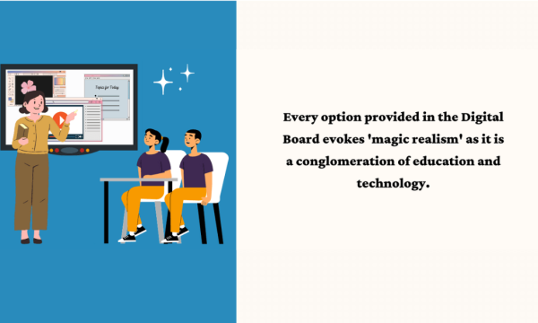 A teacher conducting class through Digital Interactive board