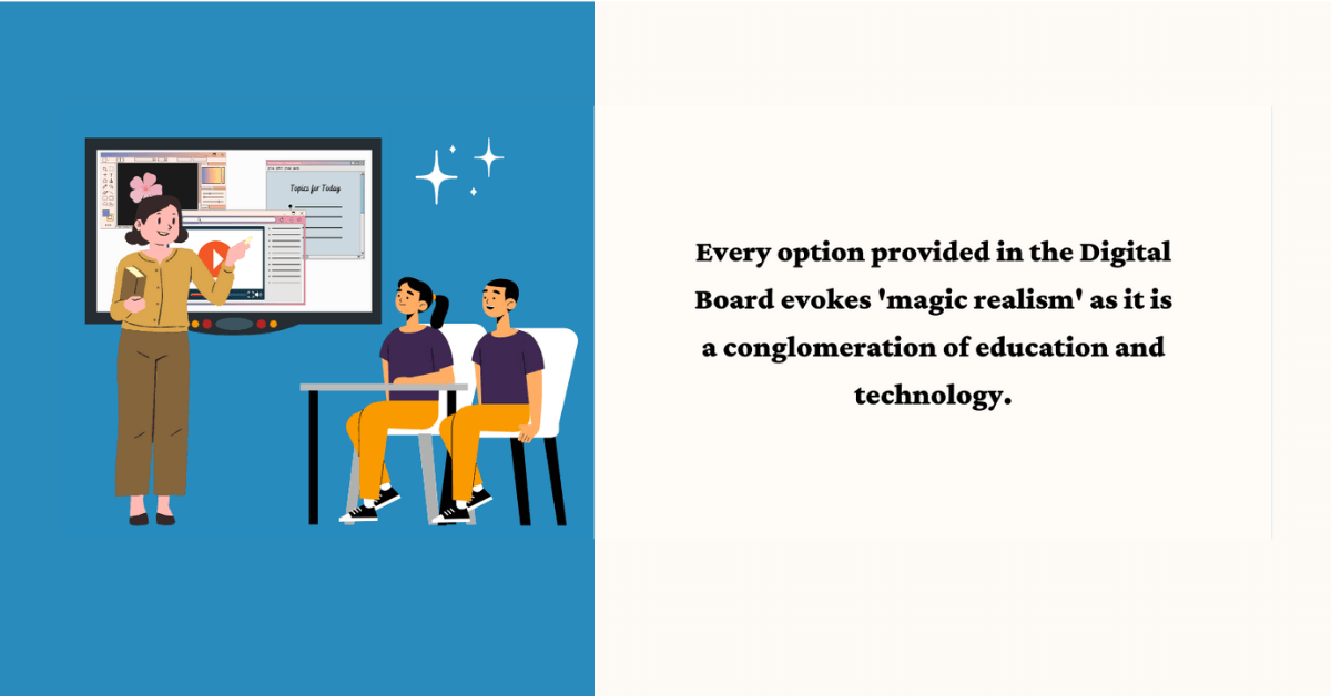 6 Powerful Digital Board Tools for Teachers A teacher conducting class through Digital Interactive board