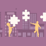 4 characters holding puzzles depicting connection