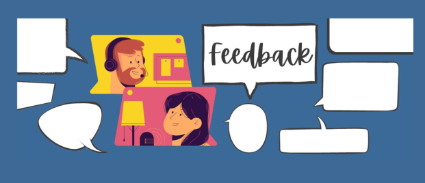 two people communicating online, taking feedback