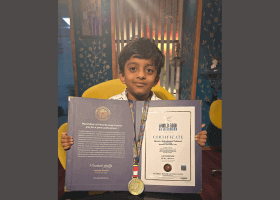 Mokshagna Palukuri, stage 1 student at CHIREC International School who, at just three years old, has already set impressive records