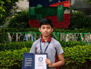 CHIREC Grade VII student Satya A. takes part in the Guinness World Records karate display.