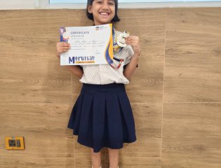 CHIREC Stage II student Stuti R. receives Second Position in the Melody Master Competition.