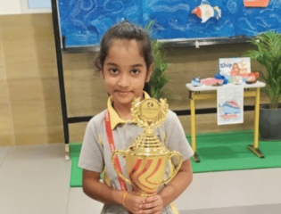 sha D. K. wins first prize in the Girls Under-6 category at the 3rd Andhra Pradesh State Ranking Chess Tournament